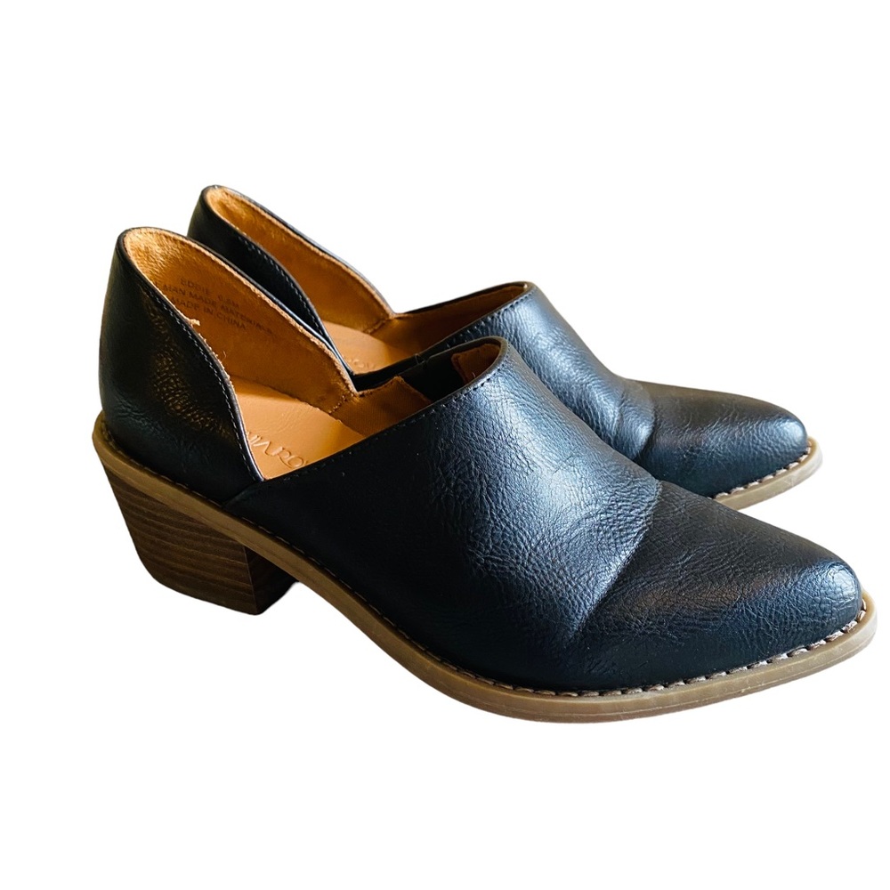Cynthia Rowley Eddie Black Faux Leather Slip-On Block Heel Booties